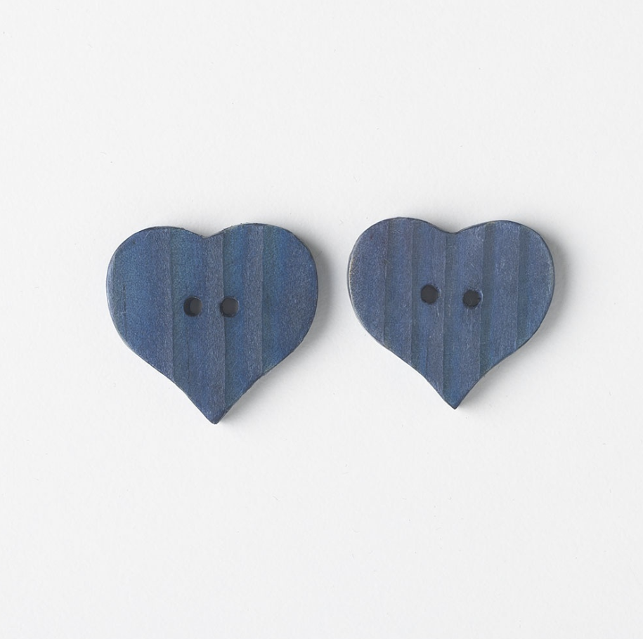Small Blue Pine Heart Buttons - 1242BC - Knit Picks