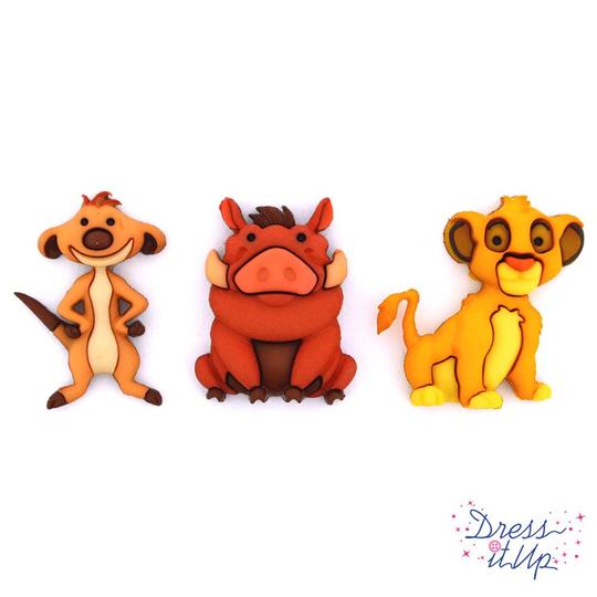 Dress It Up Buttons - Simba, Timon & Pumbaa/Lion King
